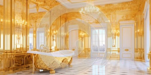 Luxurious and Opulent Bathroom Awash in Gold photo