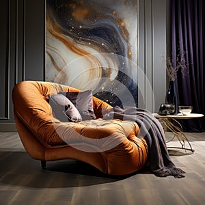 Luxurious Orange Couch Inspired By Interstellar Nebulae photo