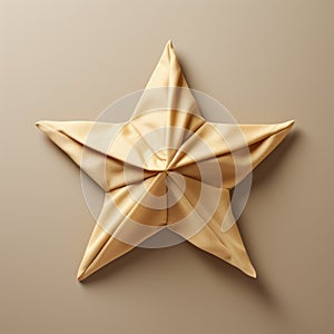 Luxurious Origami Gold Star On Beige Background