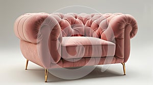luxurious pink armchair, elevate your living space with a blush pink velour armchair featuring a tufted backrest and photo