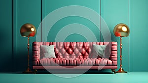 Luxurious Pink Couch And Table: A Stunning 3d Render Masterpiece