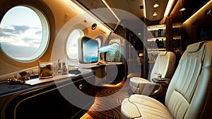 Luxurious Private Jet Interior