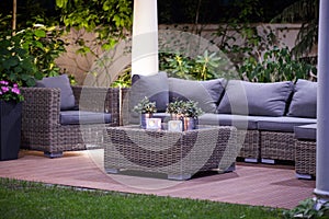 Luxurious rattan garden furnitures photo