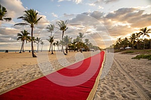 Red carpet on the beach