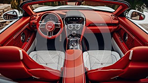 Luxurious red and cream convertible interior