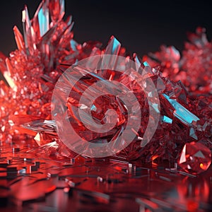 Luxurious Red Crystal Fragments Refract Light in Contemporary Wallpaper. photo