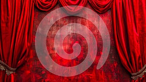Luxurious red theater curtains background
