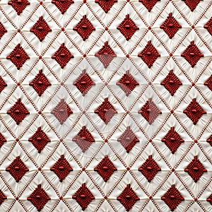 Luxurious Red And White Quilted Design With Conceptual Embroideries