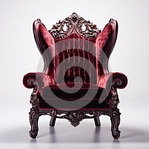 Luxurious Red Wood Chair With Gothic Undertones - Uhd Image