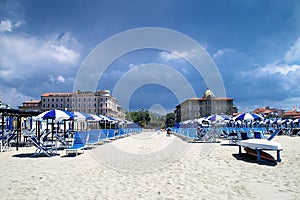 Luxurious rest on the beach in Viareggio in the low season