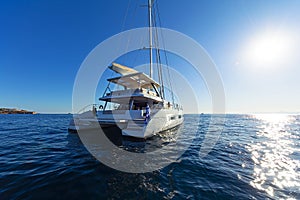 Luxurious sailing catamaran in the Aegean sea