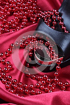 Luxurious satin with necklace and shoe