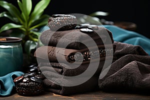 sauna towels and aromatics for relaxation, comfort and aroma therapy in spa.