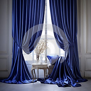 Luxurious silk and satin drapes exuding elegance in a tastefully decorated room