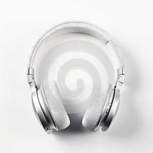 Luxurious Silver Headphones With Pointillist Dotted Textures