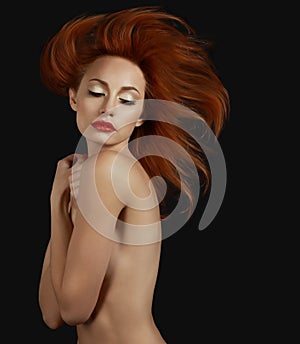 Luxurious Sophisticated Redhead Woman. Aspiration photo