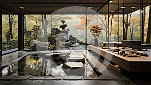A luxurious spa with a glass wall HD glass wall mockup 1920 * 1080 background photo