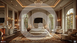 luxurious spacious bedroom with classic elegance