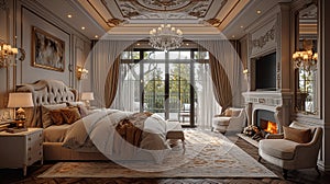 luxurious spacious bedroom with classic elegance