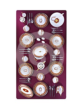 Luxurious table set up with tableware