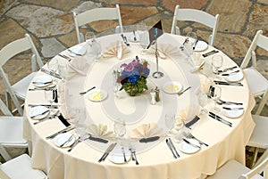 Luxurious table setting at a wedding reception