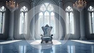 Luxurious Throne in White Royal Chamber
