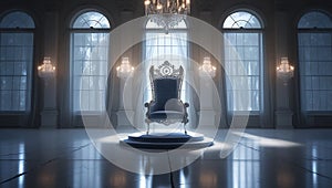 Luxurious Throne in White Royal Chamber