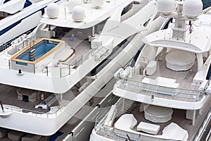 Luxurious triple deck yachts
