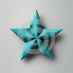 Luxurious Turquoise Origami Star On Gray Background