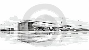 Luxurious Vector Illustration Of A Plane Approaching A Warehouse