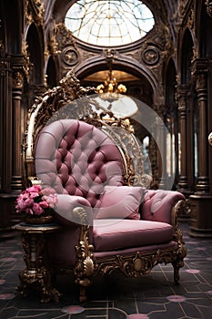 a luxurious vintage armchair in the interior of the palace