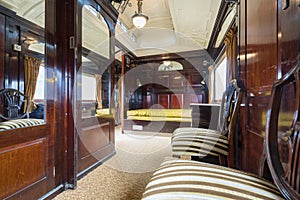 Luxurious vintage train carriage