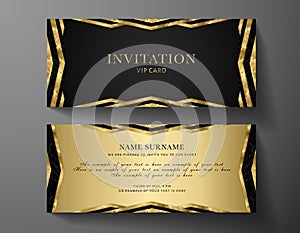Luxurious VIP Invitation template with gold, black background and decorative golden