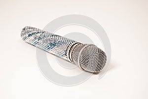 Luxurious voice microphone crystals decorated on a white background