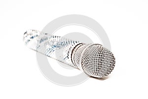 Luxurious voice microphone crystals decorated on a white background