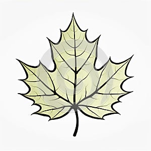 Luxurious Wall Hangings: Maple Leaf Illustration In The Style Of Justin Gaffrey And Julian Opie