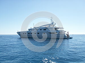 Luxurious yacht close up photo