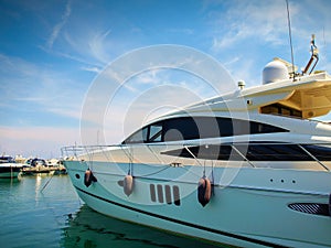 Luxurious yacht in the marina of Varazze, Italy