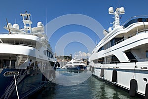 Luxurious yachts in the harbor of Cannes