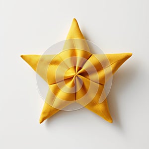 Luxurious Yellow Origami Star On White Background
