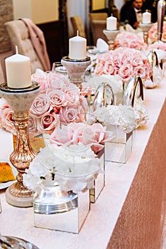 Luxuriously decorated wedding table