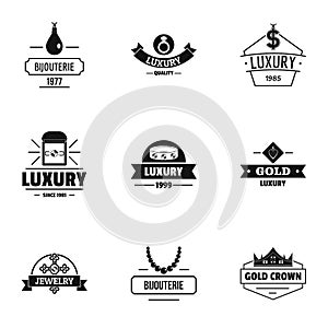Luxuriousness logo set, simple style