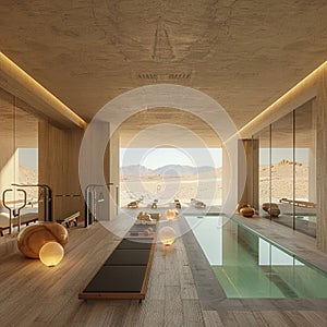 Luxurious spa resort in desert photo