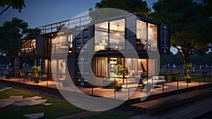 Luxury 3d container houses with deck, ready for sale, AI Generated