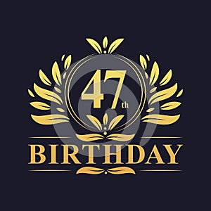 Luxury 47th Birthday Logo, 47 years celebration