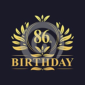 Luxury 86th Birthday Logo, 86 years celebration