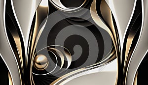 Luxury abstract black and white background with gold