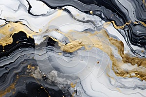 Luxury abstract fluid art painting background alcohol ink technique navy black and gold