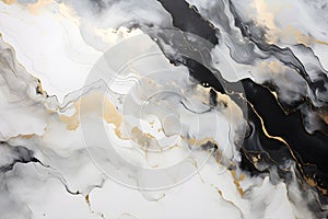 Luxury abstract fluid art painting background alcohol ink technique navy black and gold