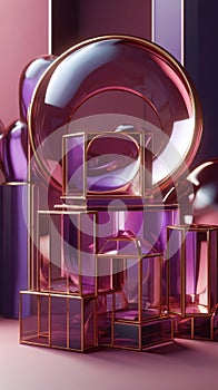 Luxury Abstract Geometric Composition in Purple and Gold